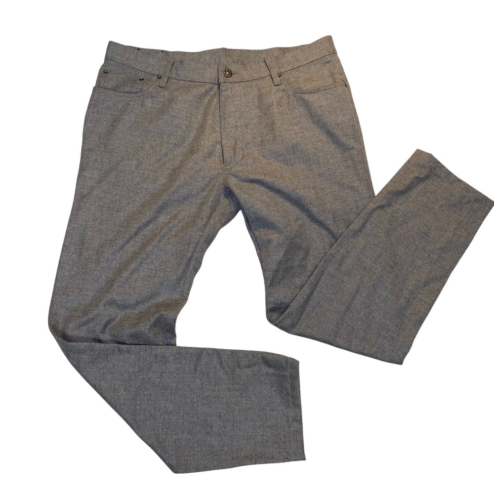 Zegna Su Misura Wool Cashmere Pants Mens 38R Gray Flat Front Luxury Switzerland